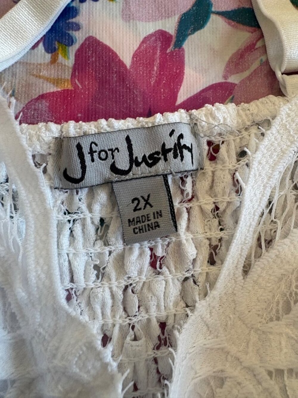 Lace & Tie-Dye Sleeveless White Peach Boho Summer Beach Dress J For Justify 2X - Picture 5 of 12